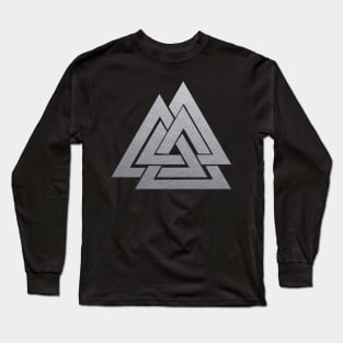 Iron Viking Valknut | Metallic Viking Symbol Long Sleeve T-Shirt